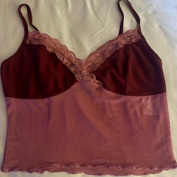 3/$15 CIDER Pink Lace Trimmed Mesh Top - Picture 7 of 7